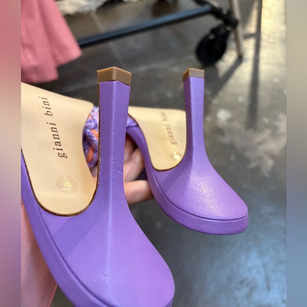 Gianni Bini Purple and Orange Braided Slide Heels - Picture 2 of 5